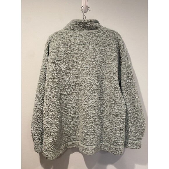 Aerie Jacket Women Medium Light Green Pull Over Button Fleece Pockets Loungewear - Picture 2 of 7